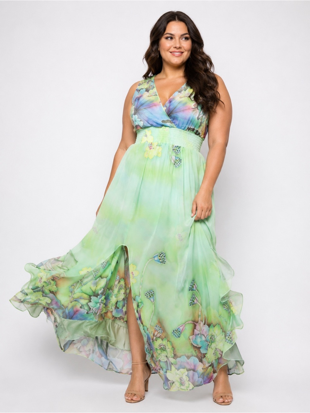 Womens Bounce Whimsy Wedding Bouncy
Dress Size 4X Maxi Pastel Floral Romantic